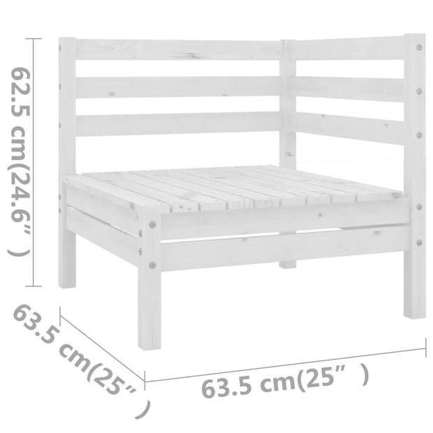 vidaXL 4-delige Loungeset massief grenenhout wit