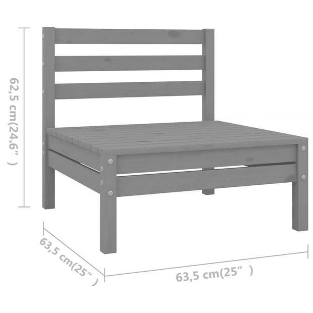 vidaXL 5-delige Loungeset massief grenenhout grijs