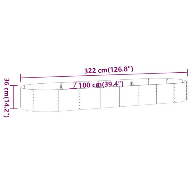 vidaXL Plantenbak 322x100x36 cm gepoedercoat staal groen