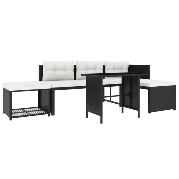 vidaXL 4-delige Loungeset poly rattan zwart