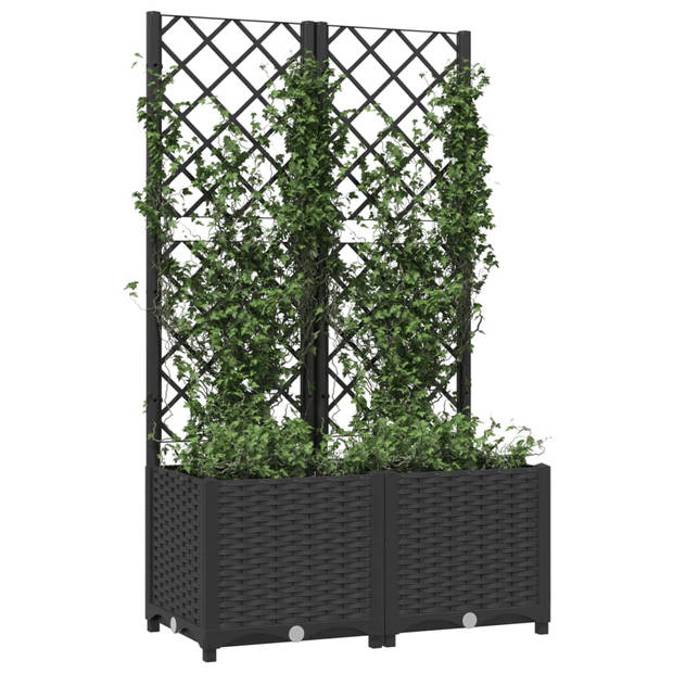 vidaXL Plantenbak met latwerk 80x40x136 cm polypropeen zwart