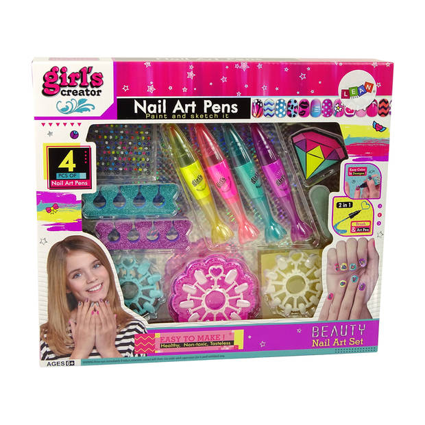 Beauty nail art pen nagellak pennen met plaknagels, steentjes en accessoires