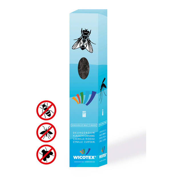 Wicotex Vliegengordijn-kattenstaart- 100x240cm zwart uni in doos