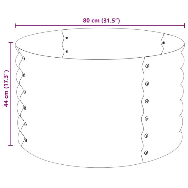 vidaXL Plantenbak verhoogd 80x80x44 cm gegalvaniseerd staal zilver