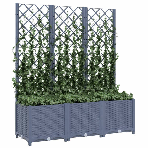 vidaXL Plantenbak met latwerk 120x40x136 cm polypropeen donkergrijs