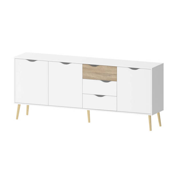 Dressoir Napoli 195 cm breed met 3 deuren en 3 lades.