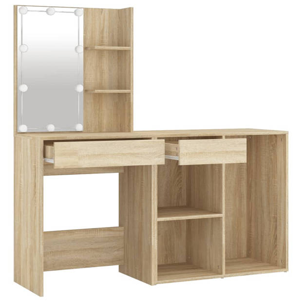 The Living Store LED Kaptafel Sonoma Eiken - 60x40x140 cm - Inclusief Kast