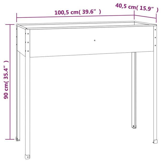 vidaXL Plantenbak 100,5x40,5x90 cm gegalvaniseerd staal antracietkleur