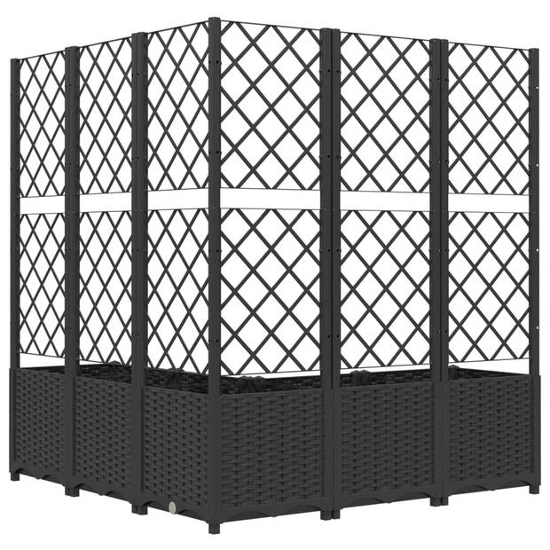 vidaXL Plantenbak met latwerk 120x120x136 cm polypropeen zwart