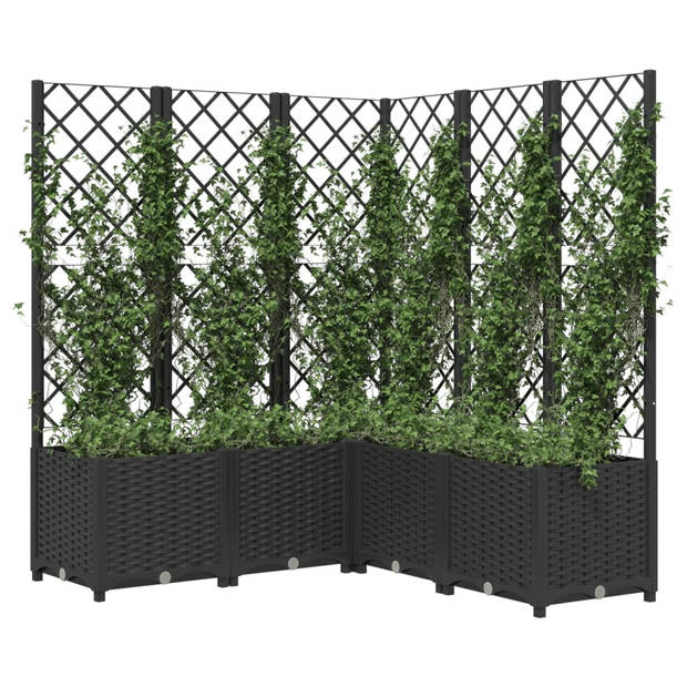 vidaXL Plantenbak met latwerk 120x120x136 cm polypropeen zwart