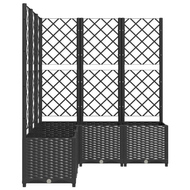 vidaXL Plantenbak met latwerk 120x120x136 cm polypropeen zwart