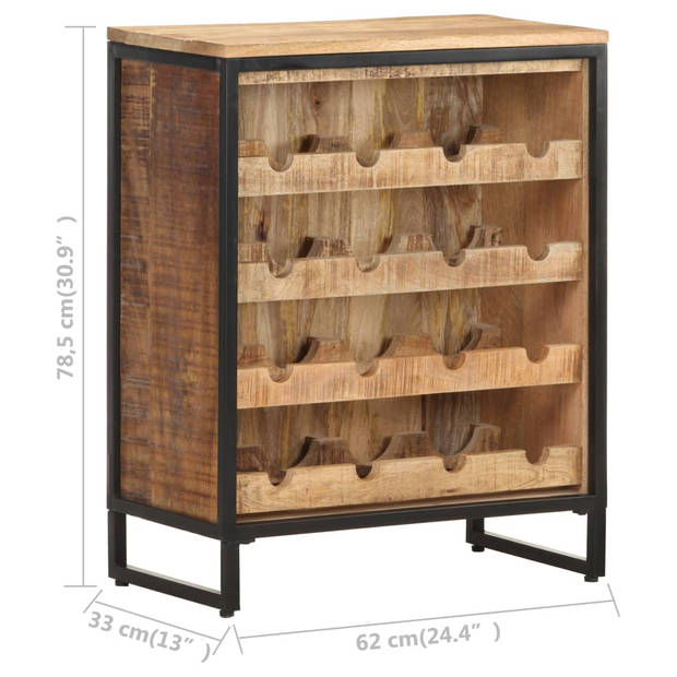 The Living Store Drankkast Ruw Mangohout - 62 x 33 x 78.5 cm - Massief mangohout - Gepoedercoat ijzer