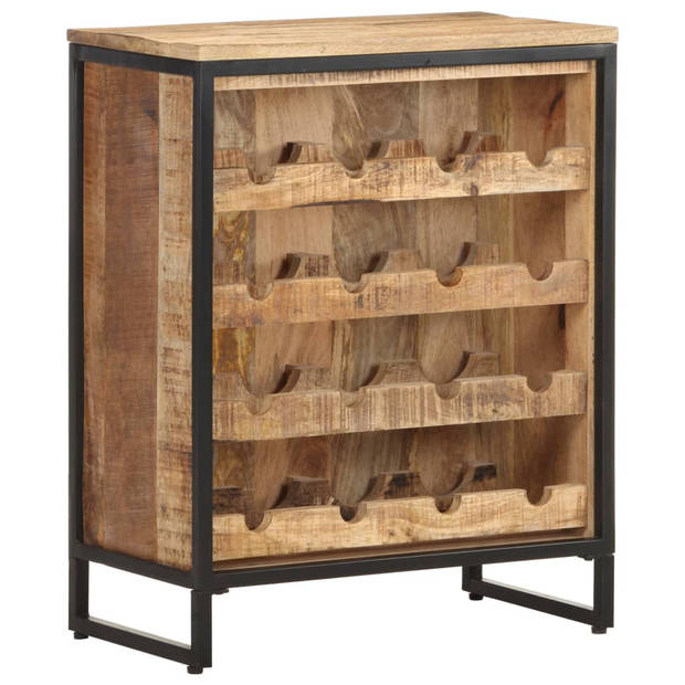 The Living Store Drankkast Ruw Mangohout - 62 x 33 x 78.5 cm - Massief mangohout - Gepoedercoat ijzer