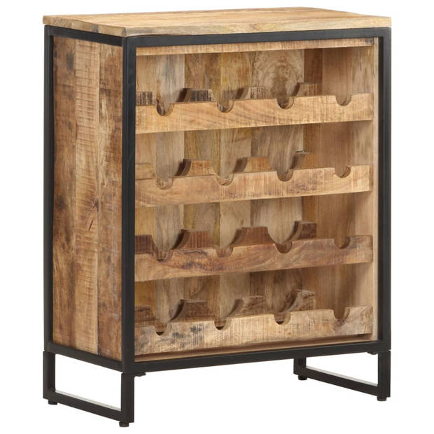 The Living Store Drankkast Ruw Mangohout - 62 x 33 x 78.5 cm - Massief mangohout - Gepoedercoat ijzer