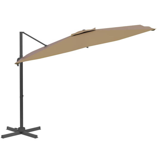 vidaXL Zweefparasol met aluminium paal 300x300 cm taupe