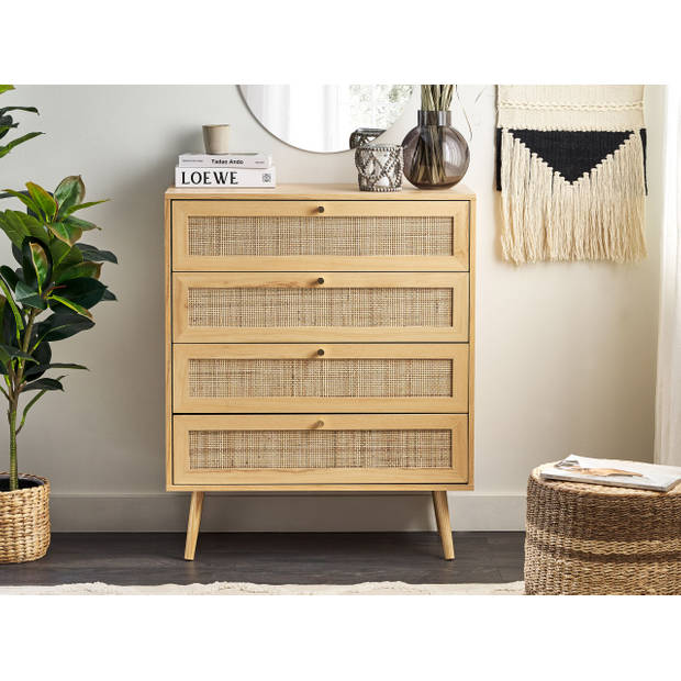 Beliani PEROTE - Commode-Lichte houtkleur-Rotan