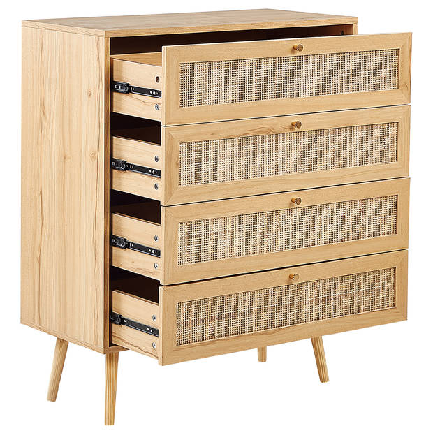 Beliani PEROTE - Commode-Lichte houtkleur-Rotan