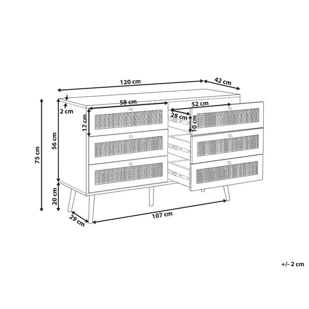 Beliani PEROTE - Commode-Lichte houtkleur-Rotan