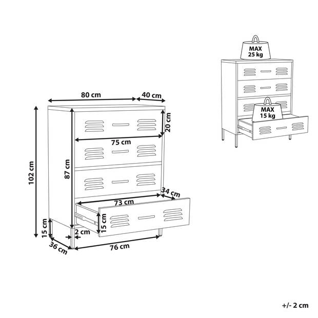 Beliani ENAGO - Commode-Wit-Staal