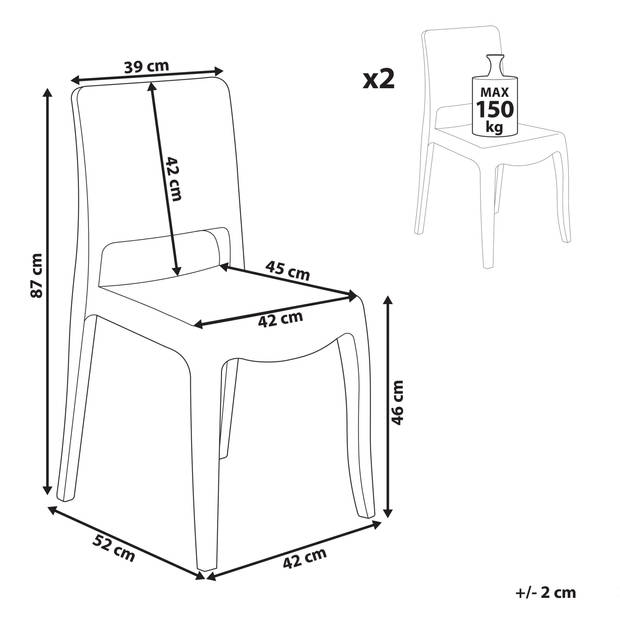 Beliani WESTBRIDGE - Banketstoel-Transparant-Polycarbonaat