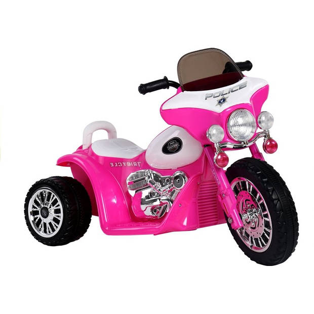 Elektrische politie chopper - trike - motor voor kinderen tot 25kg max 1-3 km/h roze