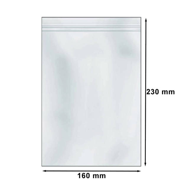 DULA - Gripzakje - 160 x 230 mm (A5 formaat) - Transparant - 200 stuks - Hersluitbare verpakking zakjes
