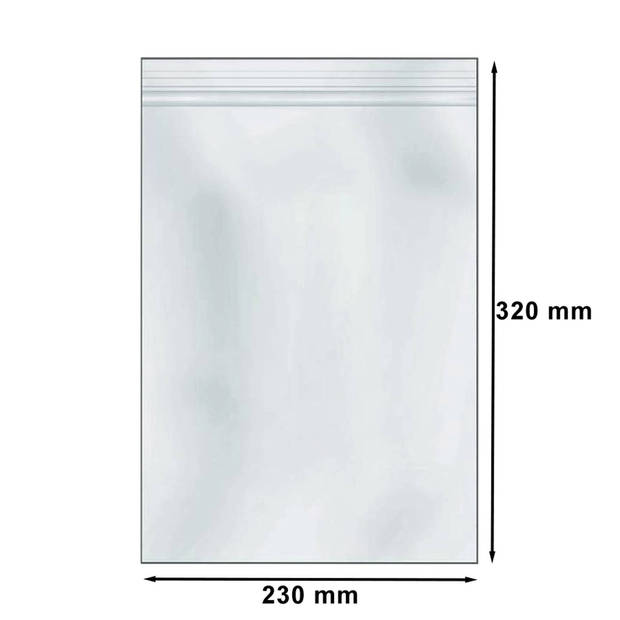 DULA - Gripzakje - 230 x 320 mm (A4 formaat) - Transparant - 1000 stuks - Hersluitbare verpakking zakjes