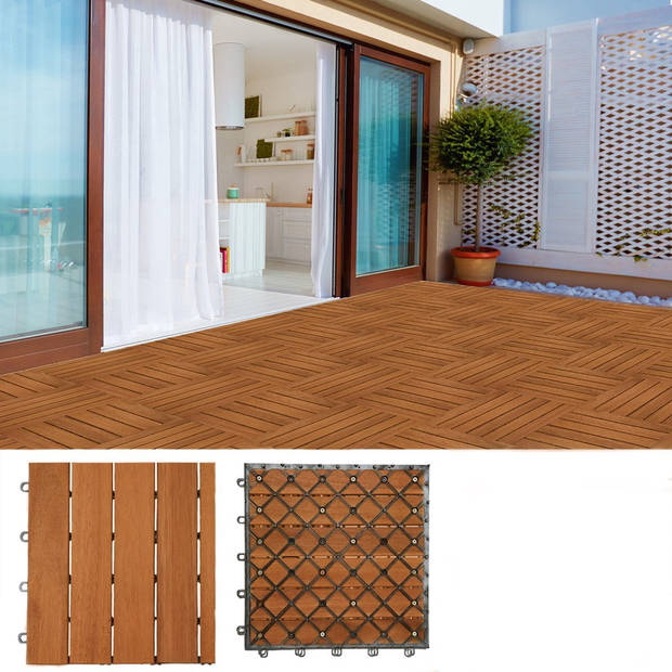 ProGarden houten tuintegels - terrastegels 30 x 30cm = Pakket van 4