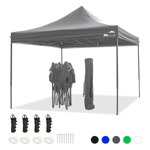 MaxxGarden Partytent - 3x3 m - Easy Up - Opvouwbaar - Waterdicht - Incl. Draagtas - Antraciet