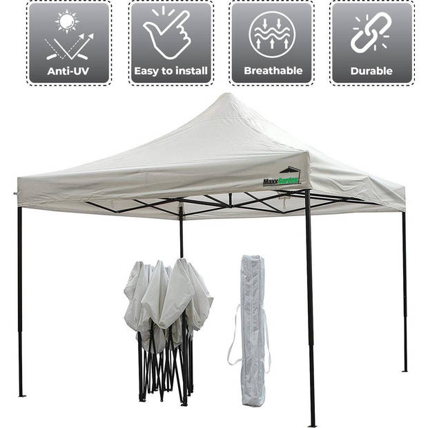 MaxxGarden Partytent - 3x3 m - Easy Up - Opvouwbaar - Waterdicht - Incl. Draagtas - Wit