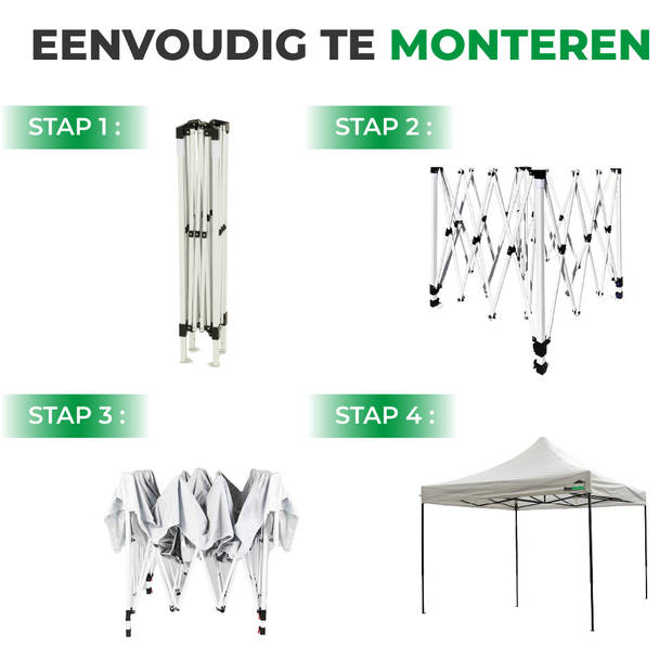 MaxxGarden Partytent - Paviljoen - 3x3 m - Easy Up - Opvouwbaar - Waterdicht - Incl. Draagtas - Wit