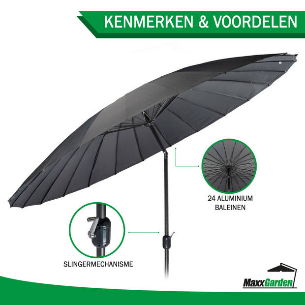 MaxxGarden Shanghai Parasol - Luxe Tuin en Balkon Parasol - 270 cm - Grijs