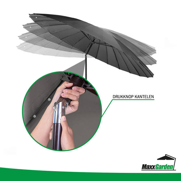 MaxxGarden Shanghai Parasol - Luxe Tuin en Balkon Parasol - 270 cm - Grijs