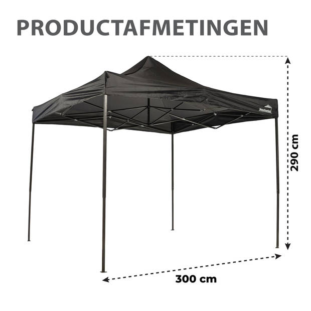 MaxxGarden Easy-up Partytent - 3x3m - Stalen Frame - Zwart