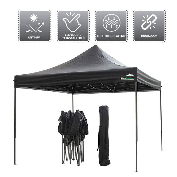 MaxxGarden Easy-up Partytent - 3x3m - Stalen Frame - Zwart