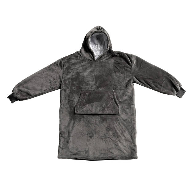 SHERRY - Oversized Hoodie - 70x110 cm - Hoodie & deken in één – heerlijke, grote fleece hoodie deken - Charcoal Gray - a