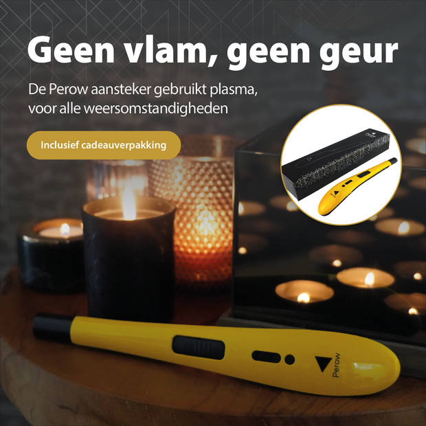 Oplaadbare Lange Elektrische Aansteker - Geel - Duurzame Plasma Aansteker - Inclusief Cadeauverpakking - BBQ - Kaarsen