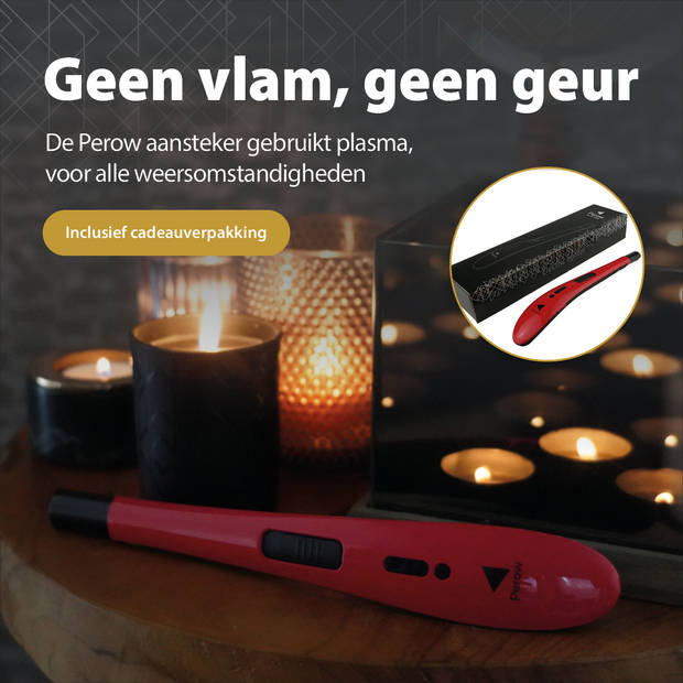 Oplaadbare Lange Elektrische Aansteker - Rood - Duurzame Plasma Aansteker - Inclusief Cadeauverpakking - BBQ - Kaarsen