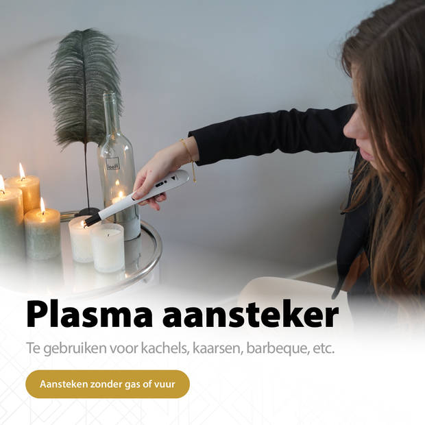 Oplaadbare Lange Elektrische Aansteker - Wit - Duurzame Plasma Aansteker - Inclusief Cadeauverpakking - BBQ - Kaarsen