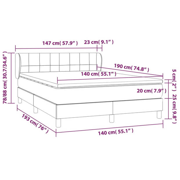 vidaXL Boxspring met matras fluweel donkergroen 140x190 cm