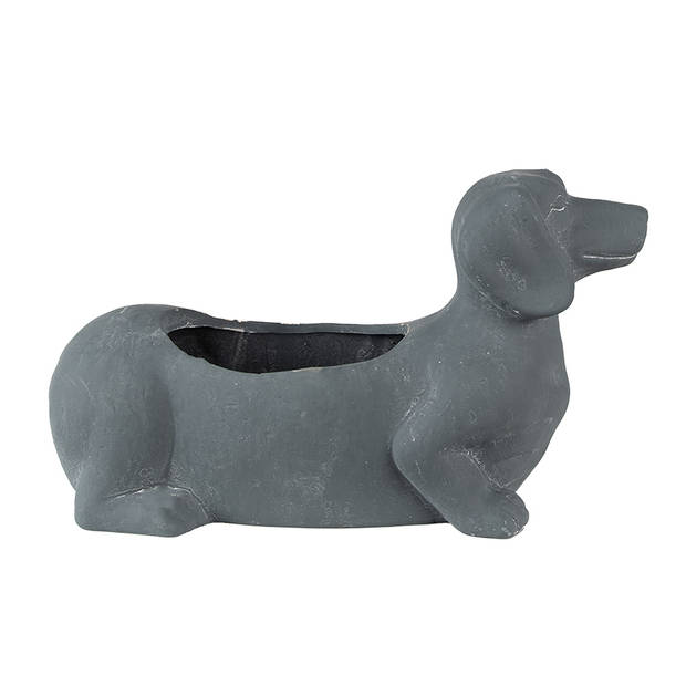 HAES DECO - Bloempot Binnen Hond 30x12x16 cm Grijs Steen Plantenpot