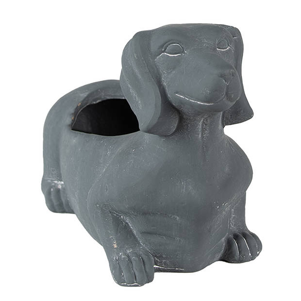 Clayre & Eef Bloempot Binnen Hond 30x12x16 cm Grijs Steen Plantenpot Grijs Plantenpot