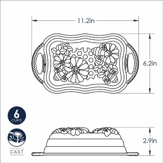 Nordic Ware - Bakvorm "Honeycomb Loaf Pan" - Nordic Ware Premier Gold