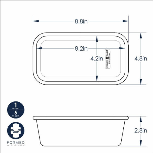 Nordic Ware - Broodvorm, 22.4 x 12.2 cm, Aluminium - Nordic Ware Naturals