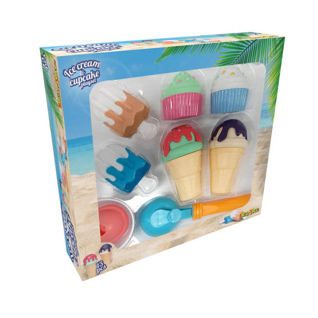 Eddy Toys Speelgoed IJsjes Set - 13 Stuks - Verwisselbaar - Met IJsschep - Vrolijke Kleuren