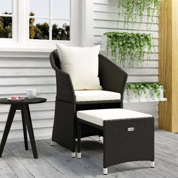 vidaXL 2-delige Loungeset met kussens poly rattan zwart