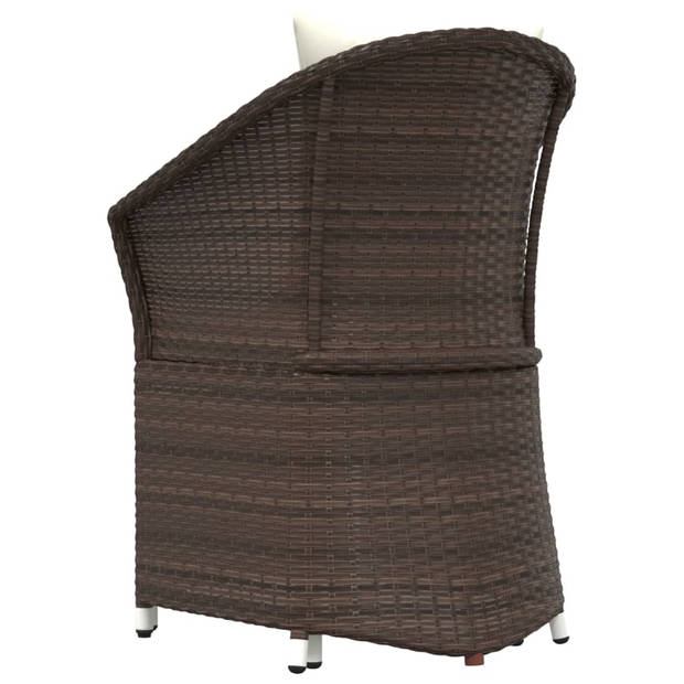 vidaXL 2-delige Loungeset met kussens poly rattan bruin