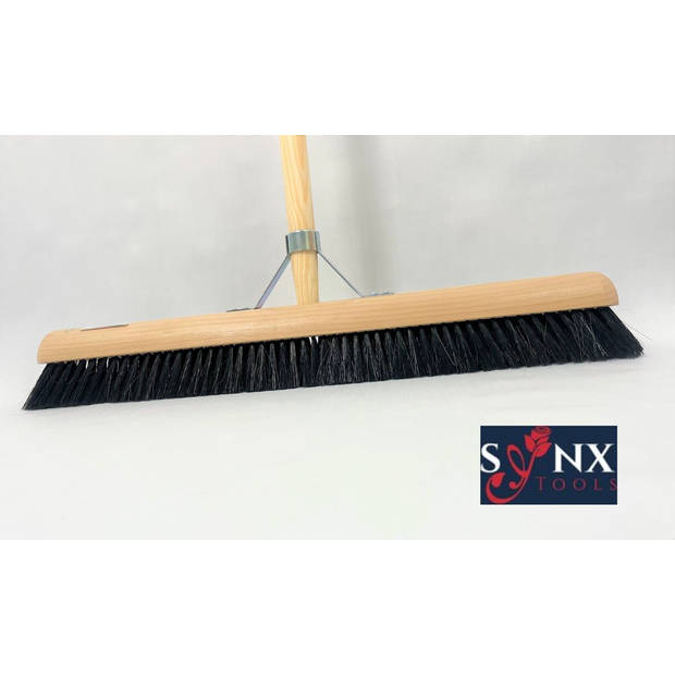 Synx Tools Zaalveger 60 cm - Paardenhaar / Kamerveger - Zachte bezem met Steel 150 cm - Bezemsteel - Veger schoonmaken