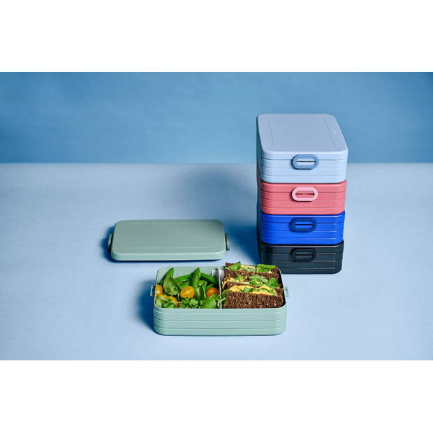 Mepal Lunchbox Take a Break Large - Geschikt voor 4 boterhammen - Voor een Laptoptas - Broodtrommel - Vivid Blue