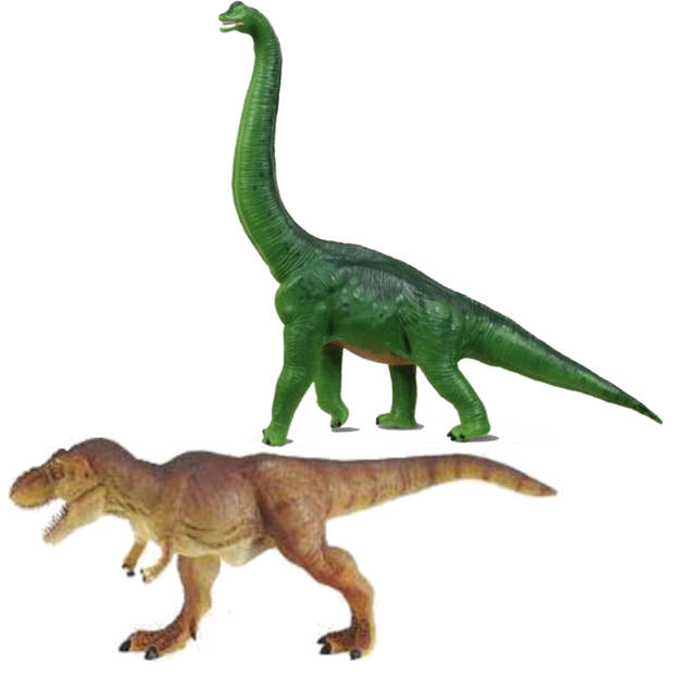 Setje van 2x stuks speelgoed dinosaurussen figuren 22 en 23 cm - Speelfiguren